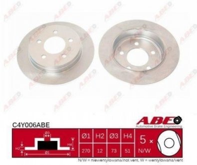 Диск тормозной задний ABE C4Y006ABE