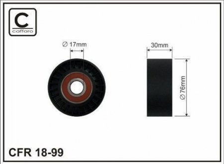 Ролик Chrysler 2,4-2,5-3,3 (76x17 гладкий) CAFFARO 18-99