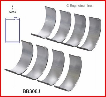 Вкладыш шатунный комплект+0,25 мм ENGINETECH BB308J25MM (фото 1)