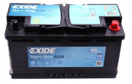 Акумулятор 12В 95Агод./850А START&STOP AGM (R+ en) 353x175x190 B13 (пусковий/agm) EXIDE EK950