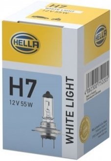 Лампа розжарювання, H7 12V 55W PX26d WL 4200K White Light HELLA 8GH223498131