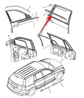 Молдинг двері задньої, лівої Mopar 5054119AG